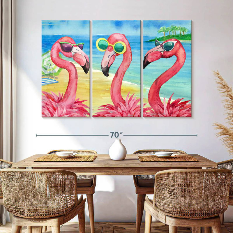 Flamant, copines, horizontal, H 42 po x l 65 po