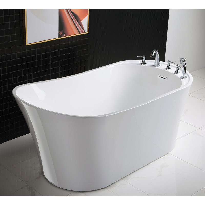 Combinaison de baignoire et robinet de vidange autoportante en acrylique trempé réversible 59 po. X 30 po. Forage nécessaire