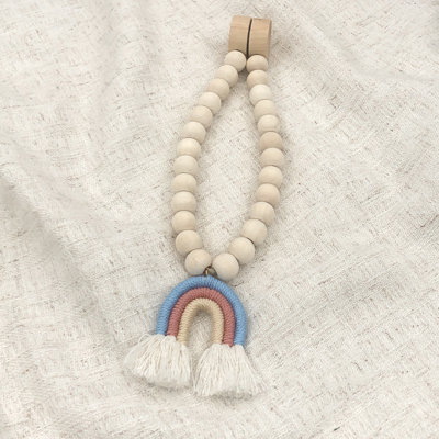 Magnetic Wood Bead Curtain Tiebacks with Rainbow 2 Pcs