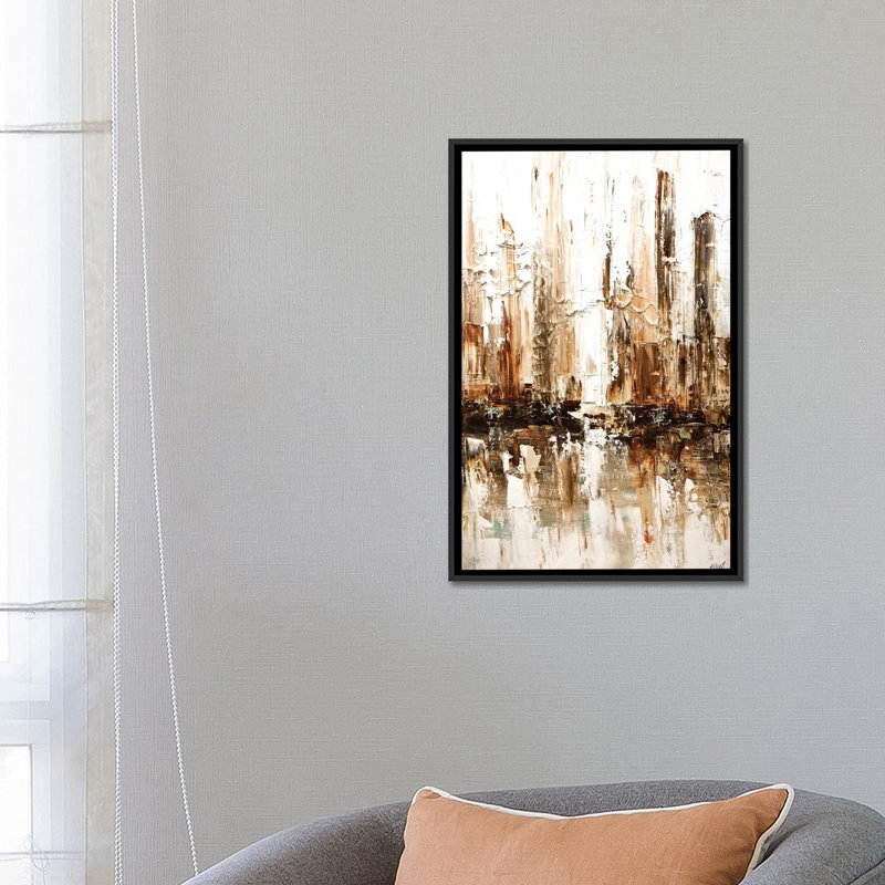 «Swiger White City I», reproduction sur toile, H 26 po x l 18 po x P 1,5 po, Toile encadrée noire, Pas de tapis
