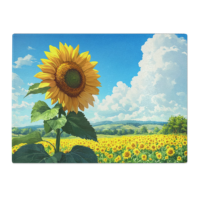 Sunflower Portrait  Glass Chopping Board