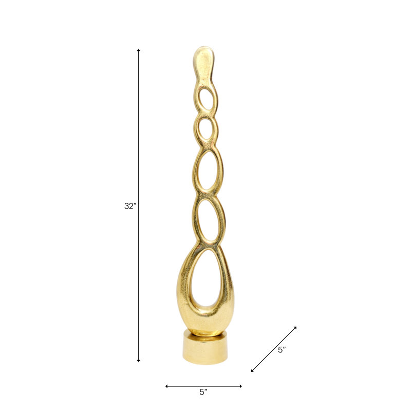 Aluminum Abstract Decorative Object for Home or Office Decor Gold 32".