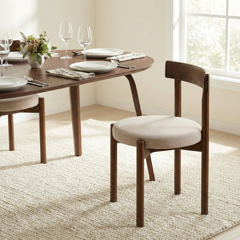 Homestead Set of Two Walnut Effect Solid Wood Dining Chairs, Light Brown