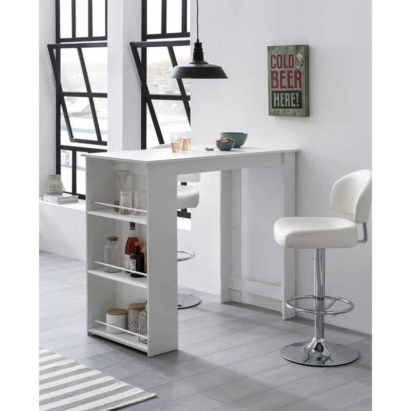 Dining Table/Bar Table Zukowski 120 X 107.5 X 60 Cm Wooden Bar Table Kitchen Counter, White
