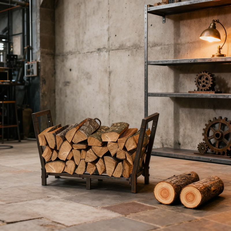 Support à bois de chauffage robuste pour une utilisation intérieure et extérieure, support de rangement en bois de 34 pouces avec débit d'air amélioré pour un séchage plus rapide et rangement de bois de chauffage organisé