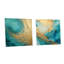 Or bleu sarcelle, alchimie spirale I - abstrait spirales en acrylique, ensemble de 2 verres muraux-750031438