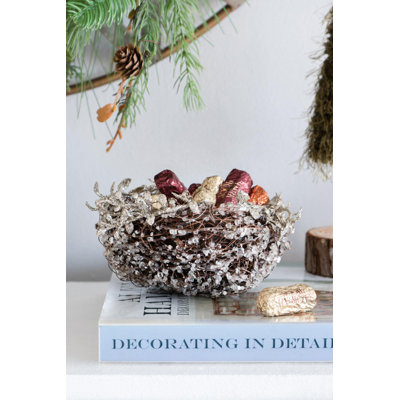 Iced Leaf/Twig Bird Nests - Set of 6 - Silver