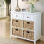 Armoire blanche à 6 tiroirs avec structure et console décorative avec tiroirs pratiques