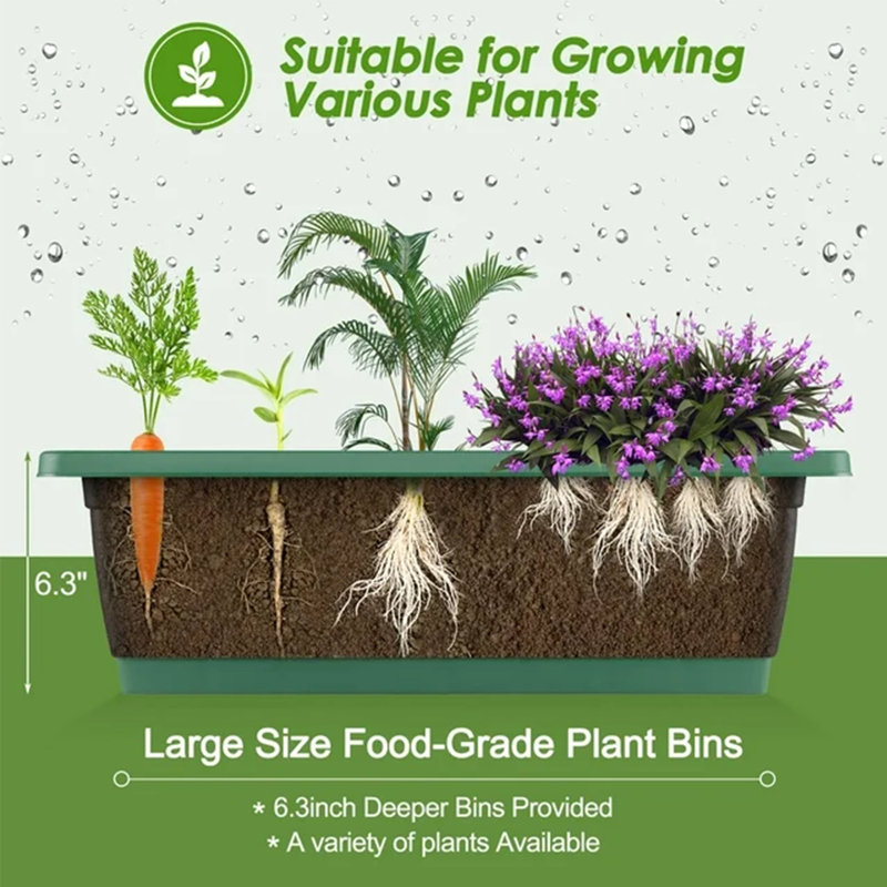 5-Tier Vertical Garden Metal Raised Garden Bed Elevated Planter Box with 4 Hooks, Removable Locking Wheels and Storage Shelf