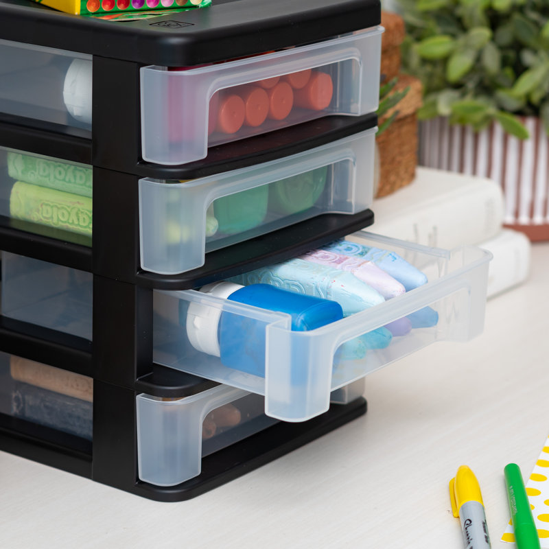 IRIS Plastic Stackable Desk Organizer, Black