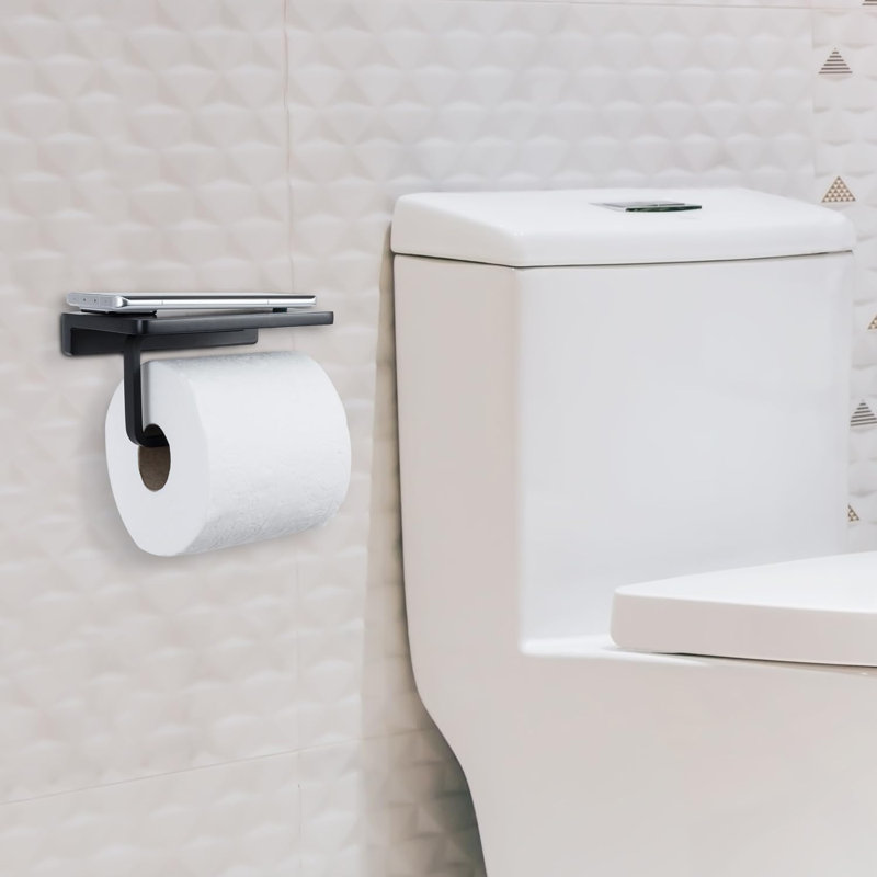 Porte-papier hygiénique de qualité supérieure avec tablette de rangement, crochet à rouleau réglable, installation facile pour la salle de bain, la cuisine et la salle de bain
