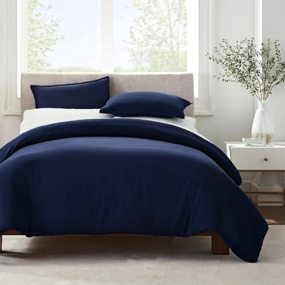 Simply Clean Navy Blue Solid Duvet Cover, Queen Size, Cloud-like Skin- Fabric, Comfort For Bare Sleeping, Edges, Pilling, Fits Bed Types, Printing And Comfortable, With Edge Reinforcement, Full