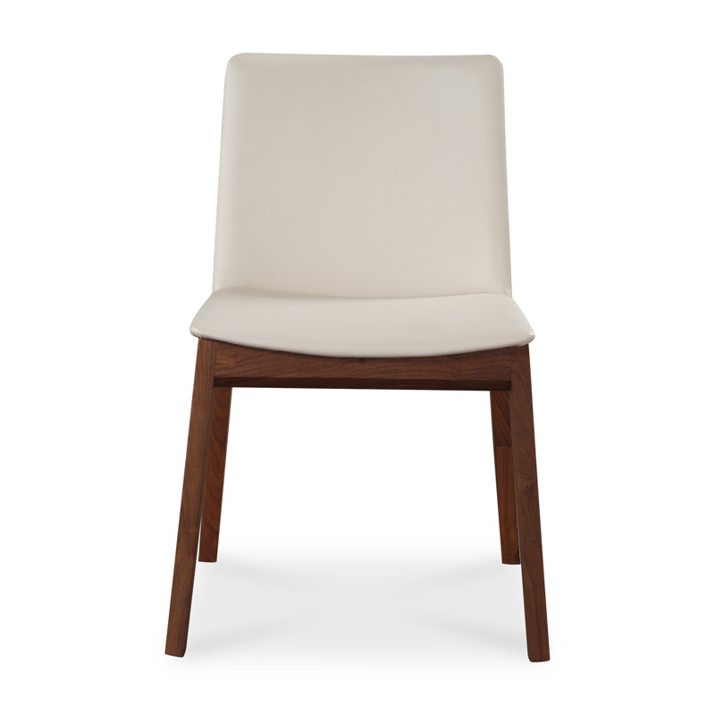 Anrey Vegan Leather Dining Chair, Brown, Cream Faux Leather
