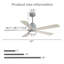 Ventilateur de plafond de 52 pouces avec lumière, télécommande silencieuse à 6 vitesses, DEL à intensité variable, pour le salon, la chambre à coucher et autres intérieurs