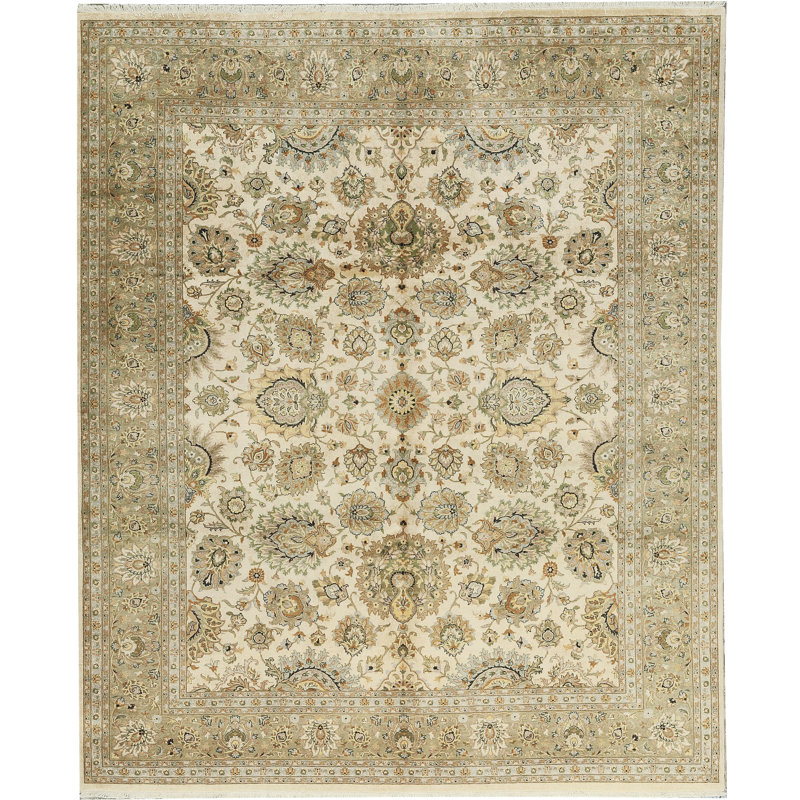 Tapis beige noué à la main de haute qualité