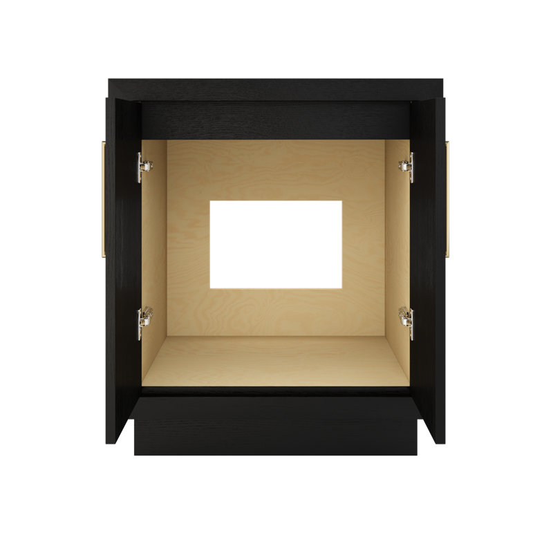 Meuble-lavabo simple Avalon, Noir classique, Or satiné, 30"