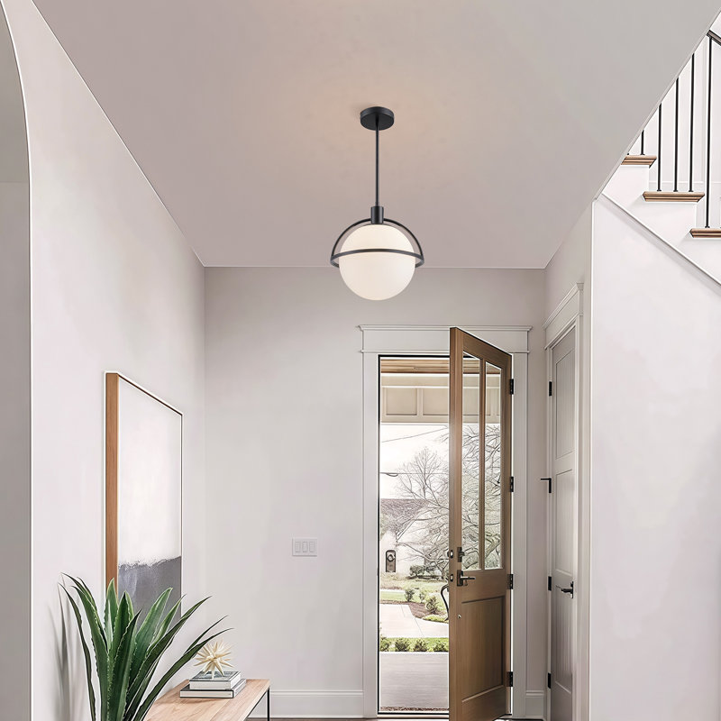 Luminaire suspendu à intensité variable à un globe de 10,82 po Gladi, Noir mat