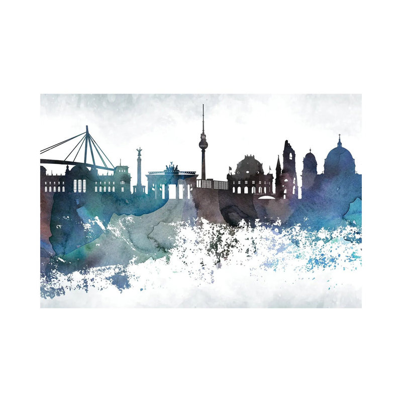 Berlin Bluish Skyline by WallDecorAddict - Wrapped Canvas Print, 101.6 cm H x 66.04 cm W