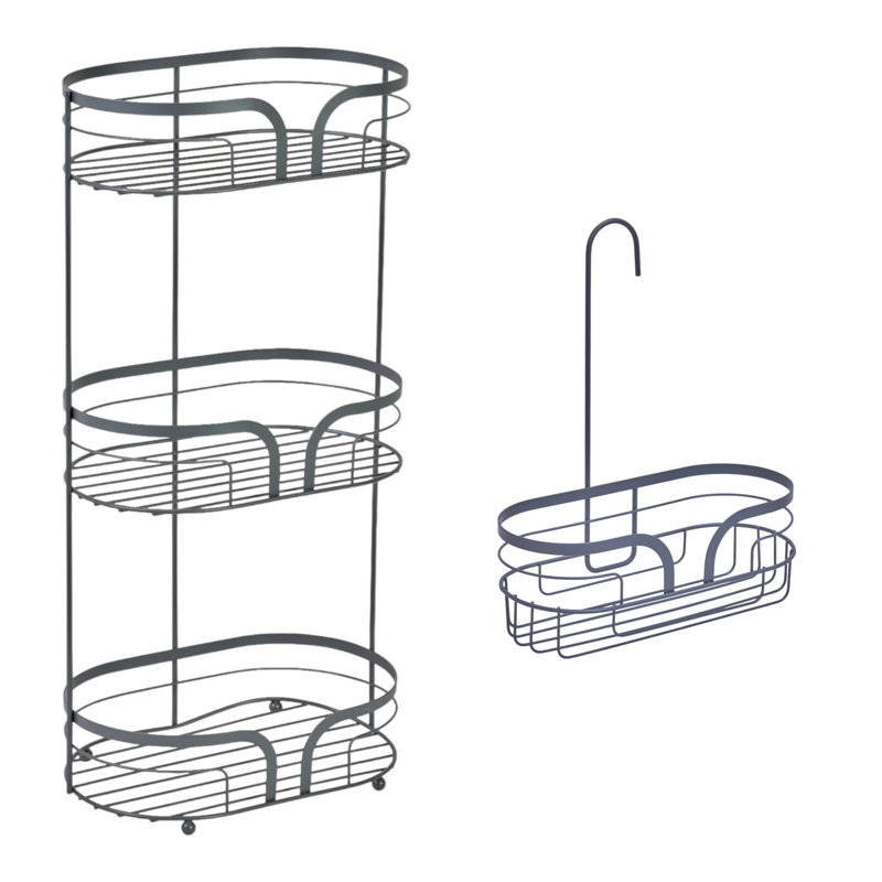 Dante Steel Bathroom Shelves, Grey