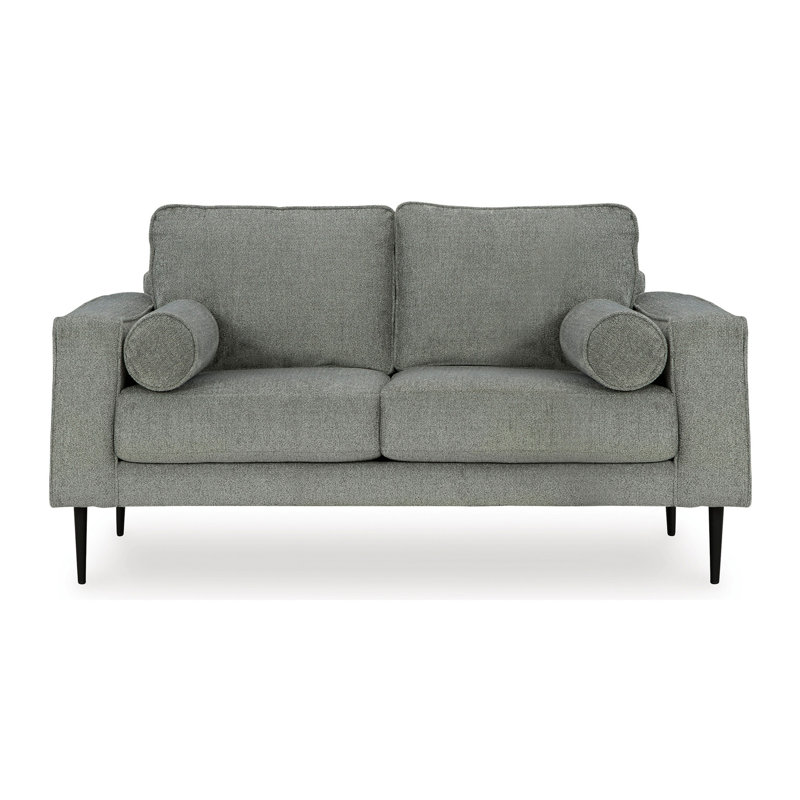 Causeuse à accoudoirs carrés 60 po Daquesha, Polyester gris clair
