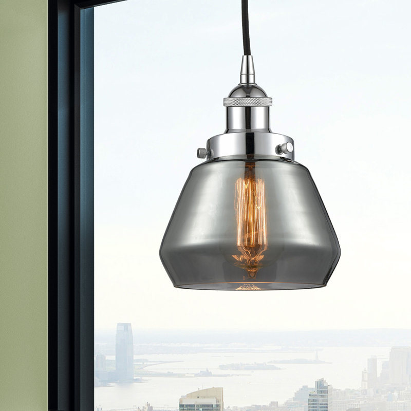Luminaire suspendu conique à 1 lumière Cahn, Brun, Chrome poli