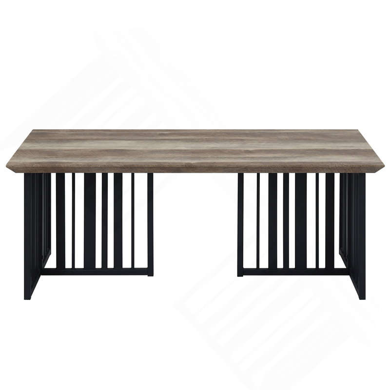 Table basse, chêne antique et finition noire