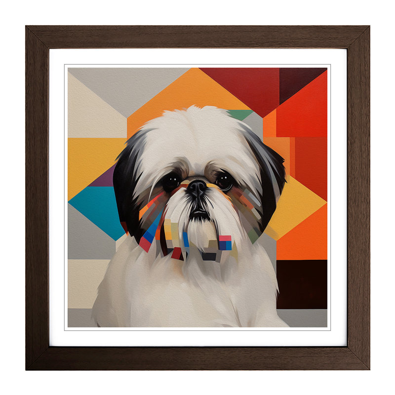 Shih Tzu Bauhaus No.2 - Framed Print, Walnut
