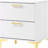 White and Gold 2-Drawer Rectangular Nightstand-1680929030