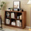 Bibliothèque à 6 cubes, tablette horizontale basse de 40 pouces de large avec bord courbé, bibliothèque en bois à 2 niveaux pour un décor de maison de campagne moderne