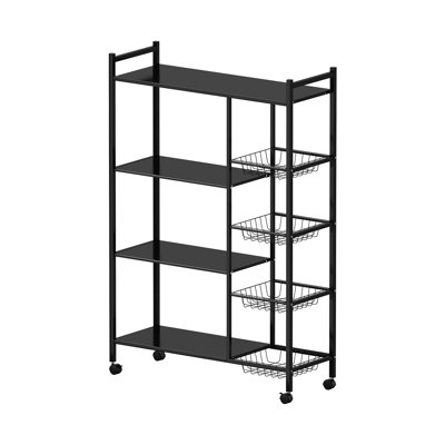 Kitchen floor multi-layer household multifunctional black storage rack