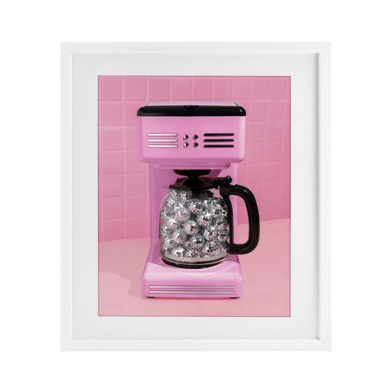 «Disco Coffee Over Pink», reproduction encadrée sous verre, design par Lish Creative, 21 x 17