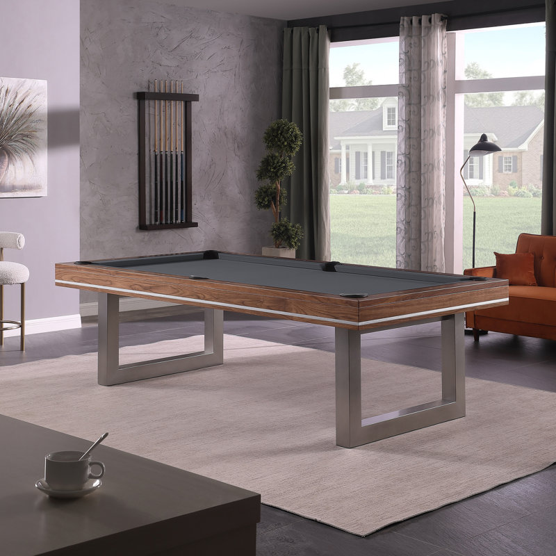 Table de billard en bois massif Harmony, 7 pi, Gris anthracite résistant à l'eau, Noyer naturel