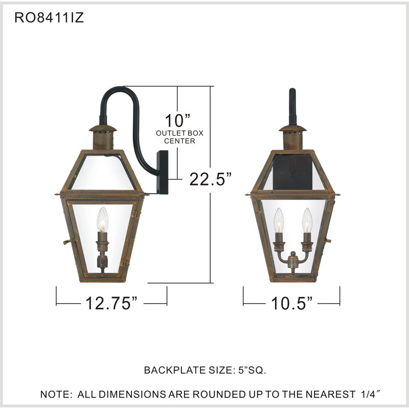 2 - Bulb 22.5" H Outdoor Wall Lantern, Industrial Bronze