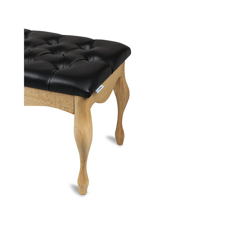 Faux Leather Upholstered Bench, Black/Natural