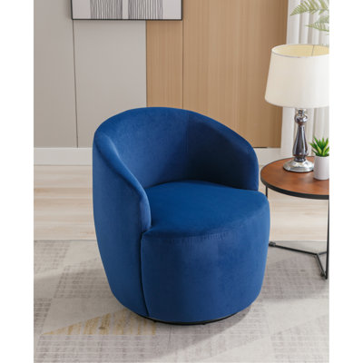 Fauteuil de bureau en velours bleu avec pivotant et anneau en métal thermolaqué noir