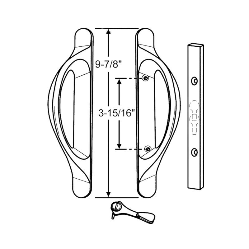 (DH-372-W) Ensemble de poignées Amesbury pour portes de patio