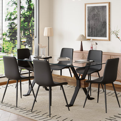 7-Piece Glass Top Dining Table Sets