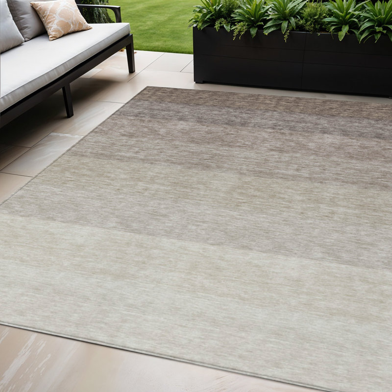 Tapis intérieur lavable ombré brun et ivoire 5 pi x 8 pi