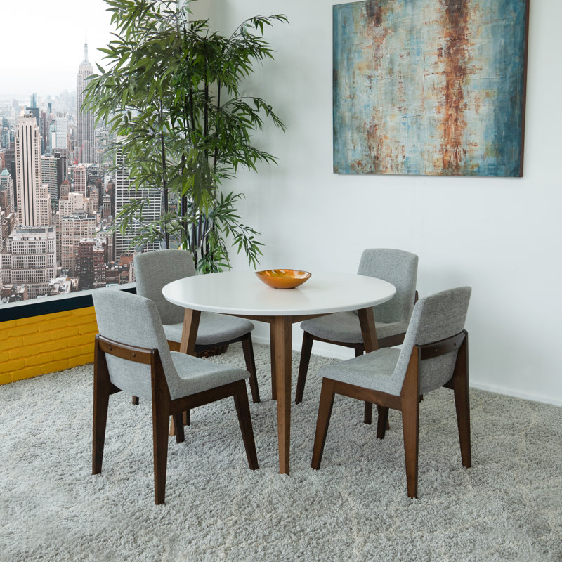 Ensemble repas pour 4 personnes Wardlaw, Gris clair, Blanc