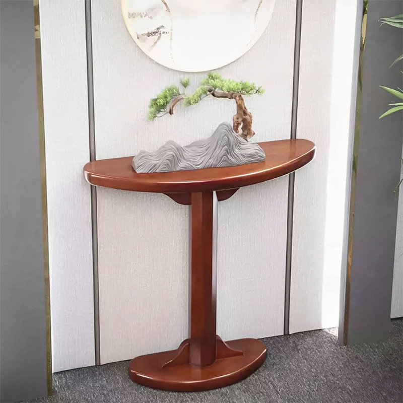 All Solid Wood Narrow Console Table, Brown, 31.5" H x 35.43" W x 9.84" D