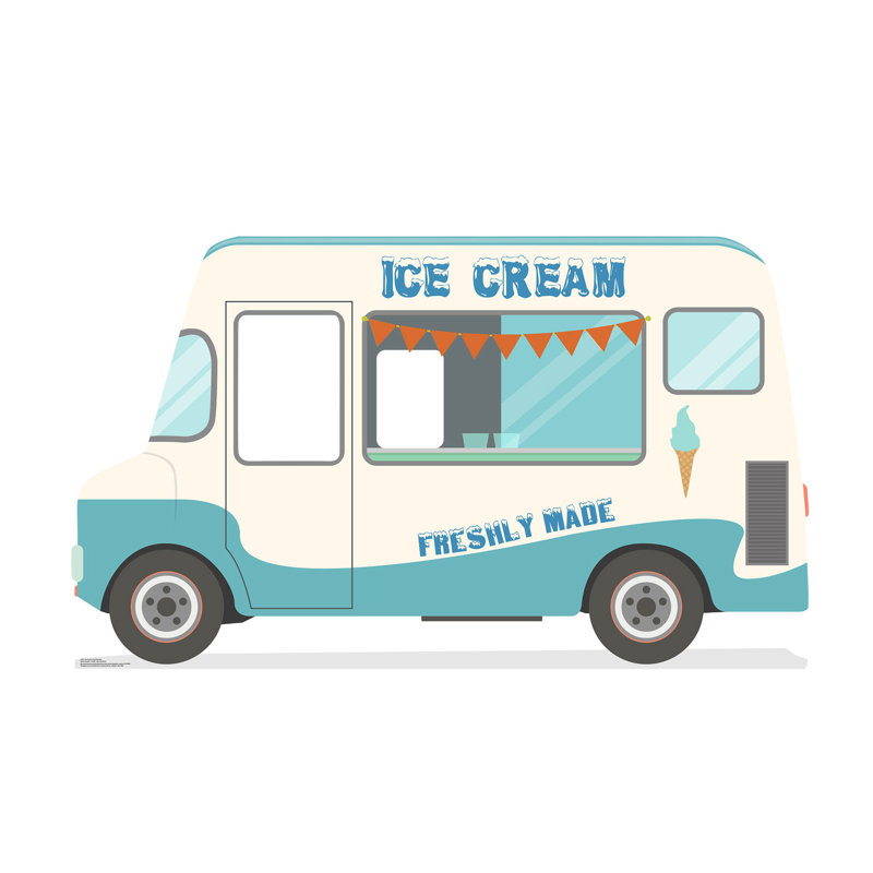 Life-Size Ice Cream Truck Cardboard Stand-Up with Cutouts