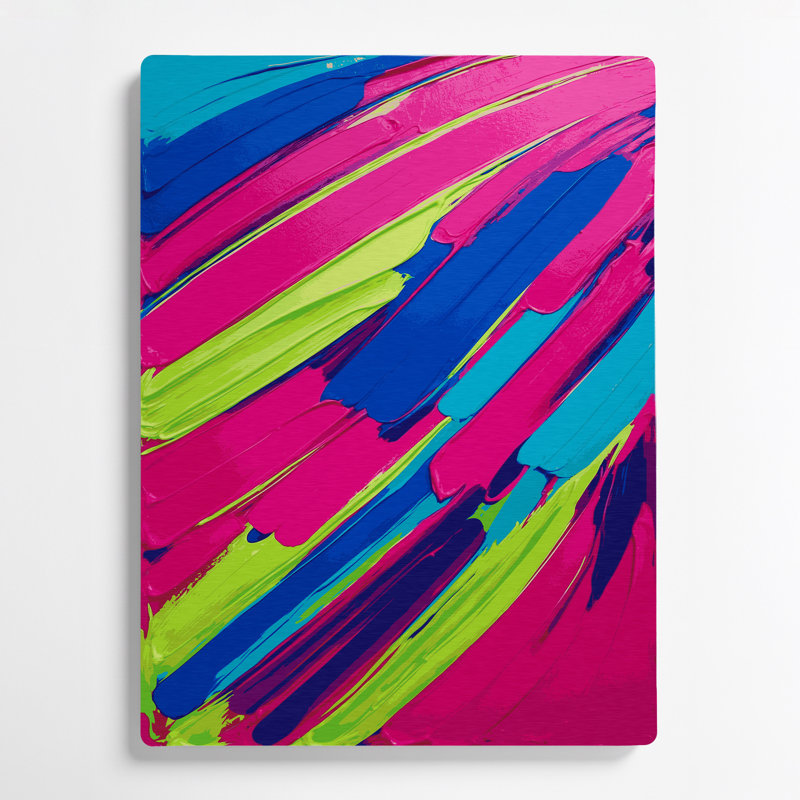Abstrait couleur champ 43, art mural en métal rose