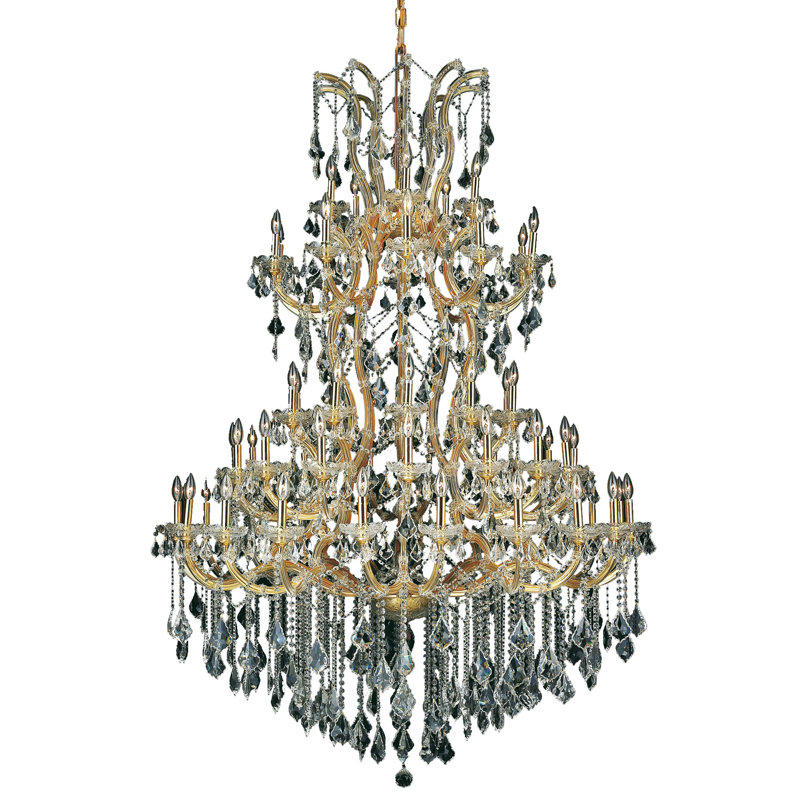 Stockard 61 - Light Glass Chandelier, Golden Teak/Polished Nickel