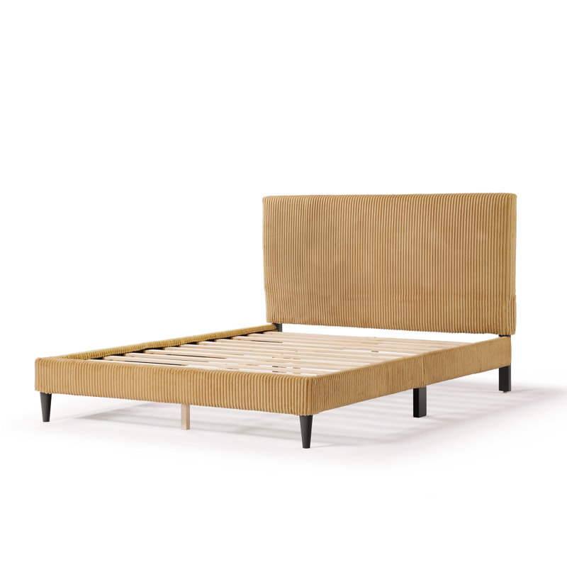 Lit plateforme tapissier Biral, Jaune