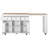 K&K 85.5" Kitchen Island with Extendable Dining Table, Kitchen Storage Table with 3 Side Open Shelves, Rolling Kitchen Island with Power Outlet, 3 Drawers, 2 Doors, for Kitchen, Dining Room, White-1288780641