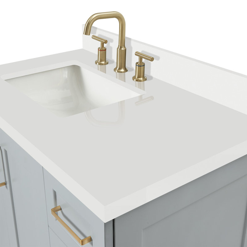 37 IN.  Single Bathroom Vanity, Gray, Left, Rectangular