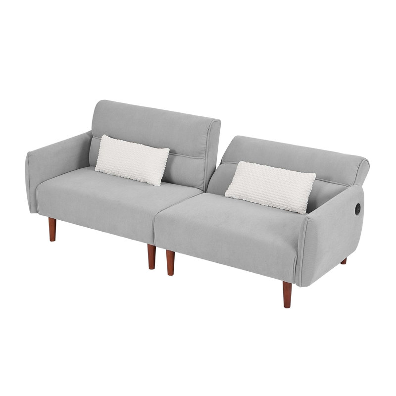 Kassity Square Arms Sofa, Gray Corduroy