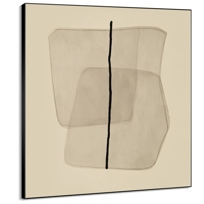 Très grand art mural imprimé sur toile - Beige neutre minimaliste, dessin au trait abstrait pour le salon ou la chambre à coucher - «Assemblage requis du cadre (cadre non fini)»