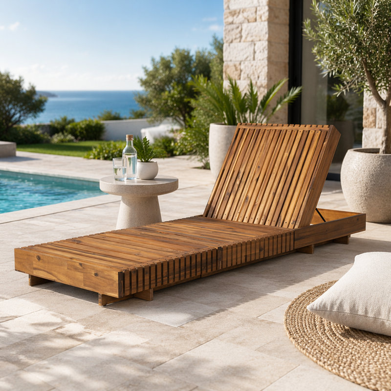 Chaise longue d'extérieur avec dossier réglable à 6 positions