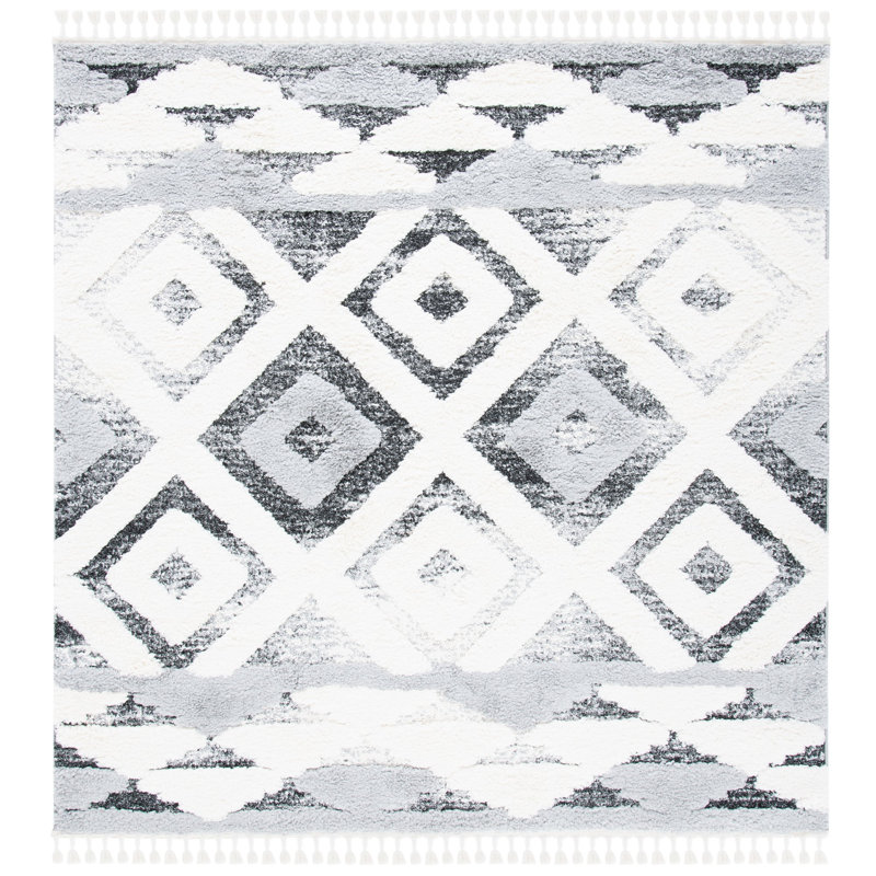 Kiki Moroccan Tassel Shag Performance Southwestern Rug, Square 6'7"